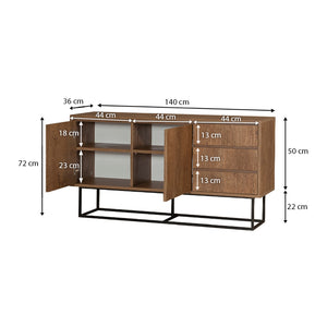 Μπουφές Amedeo  χρώμα καρυδί 140x36x72εκ. - Pakobazaar