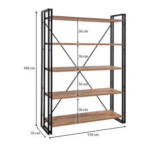 Βιβλιοθήκη Atlas  χρώμα antlantic pine - μαύρο 130x35x180εκ. - Pakobazaar