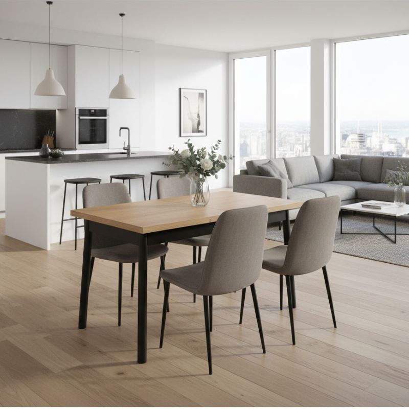 Τραπέζι Jemmy  επεκτεινόμενο χρώμα φυσικό - μαύρο 120/153x75x77εκ.