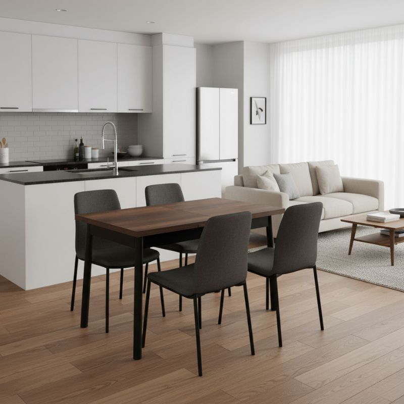 Τραπέζι Jemmy  επεκτεινόμενο χρώμα καρυδί - μαύρο 120/153x75x77εκ. - Pakobazaar