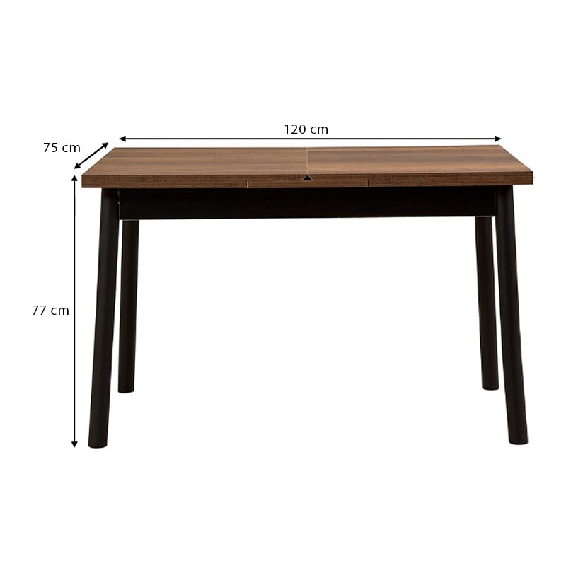 Τραπέζι Jemmy  επεκτεινόμενο χρώμα καρυδί - μαύρο 120/153x75x77εκ. - Pakobazaar