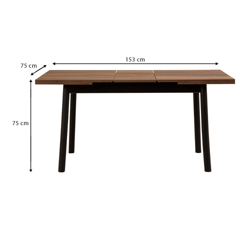 Τραπέζι Jemmy  επεκτεινόμενο χρώμα καρυδί - μαύρο 120/153x75x77εκ. - Pakobazaar
