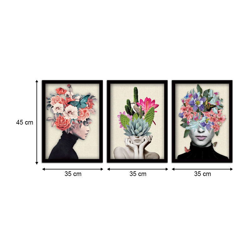 Πίνακας "Flower Girls"  3 τμχ. σε πλαίσιο 35x45x2εκ.