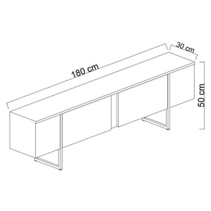Έπιπλο τηλεόρασης Luxe  χρώμα travertine - χρυσό 180x30x50εκ. - Pakobazaar
