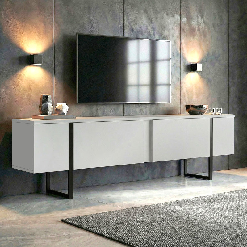 Έπιπλο τηλεόρασης Luxe  χρώμα λευκό - μαύρο 180x30x50εκ. - Pakobazaar