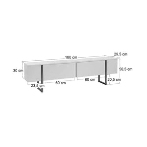 Έπιπλο τηλεόρασης Luxe  χρώμα λευκό - μαύρο 180x30x50εκ. - Pakobazaar