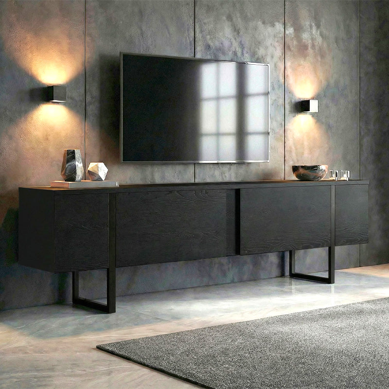 Έπιπλο τηλεόρασης Luxe  χρώμα black wood 180x30x50εκ. - Pakobazaar