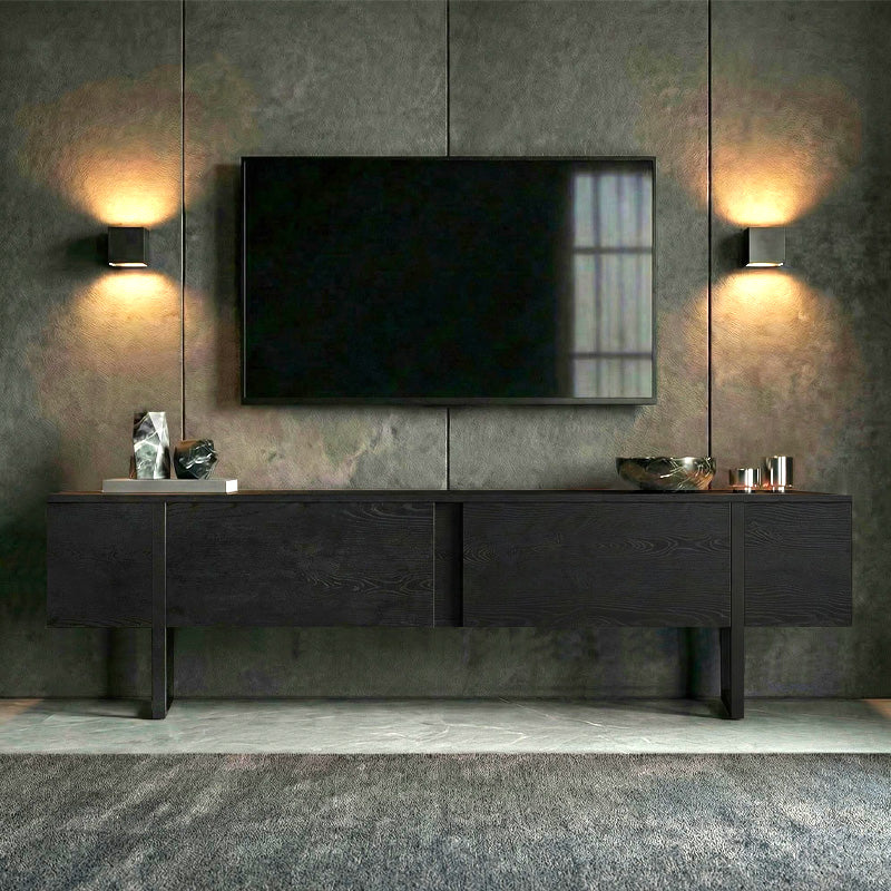 Έπιπλο τηλεόρασης Luxe  χρώμα black wood 180x30x50εκ. - Pakobazaar