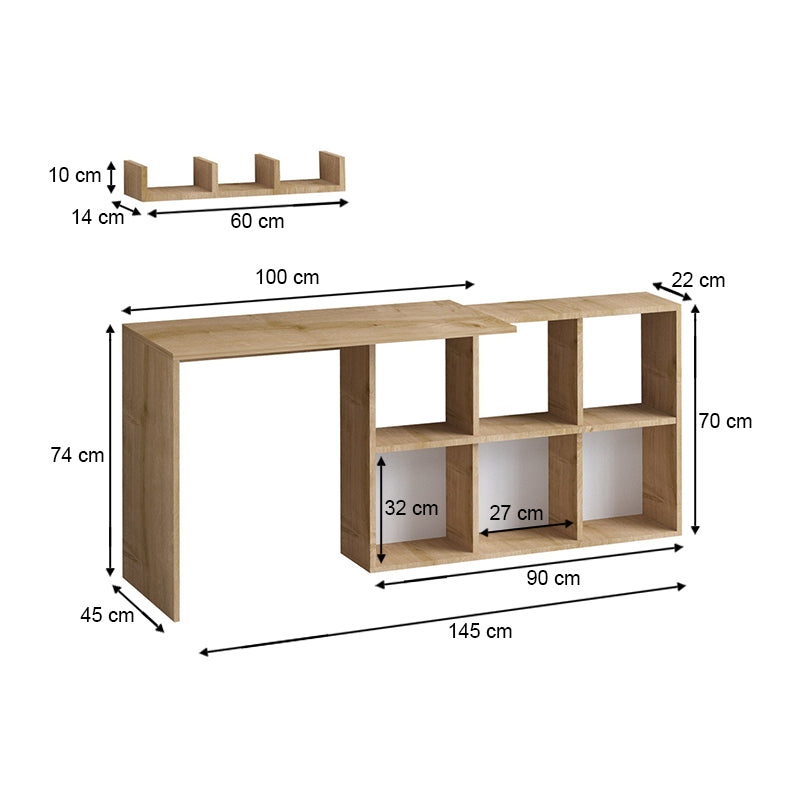 Γραφείο εργασίας Blake  χρώμα φυσικό οξιάς 145x45x74εκ. - Pakobazaar