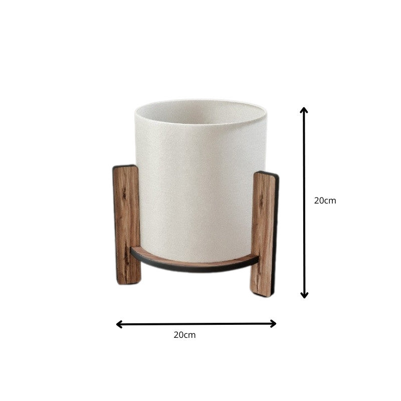 Φωτιστικό επιτραπέζιο Pine  E27 Mdf - ύφασμα Pvc χρώμα καρυδί - κρεμ Ø20x20εκ. - Pakobazaar