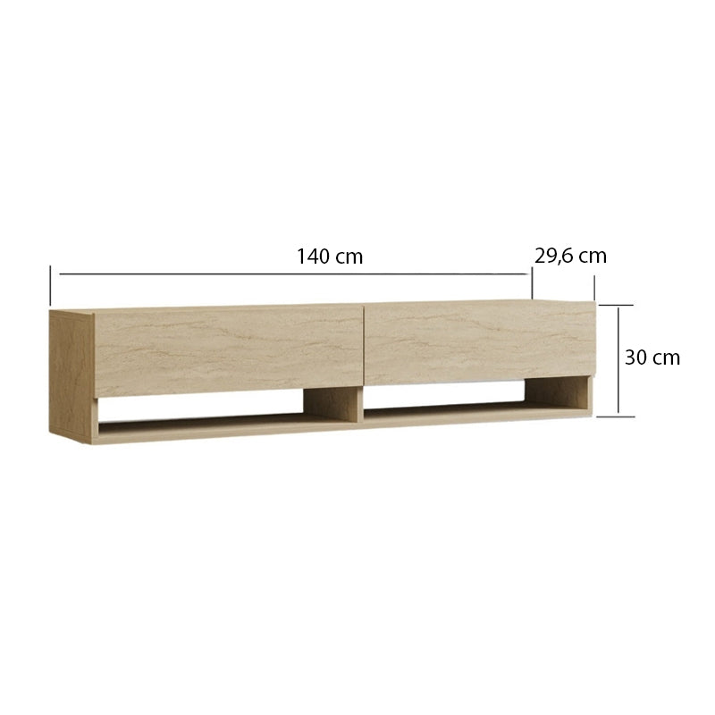 Έπιπλο τηλεόρασης επιτοίχιο Arges  χρώμα travertine 140x29,6x30εκ.