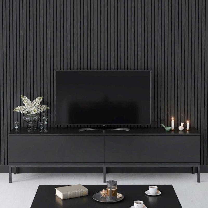 Έπιπλο τηλεόρασης Lord  χρώμα μαύρο 180x30x47εκ.