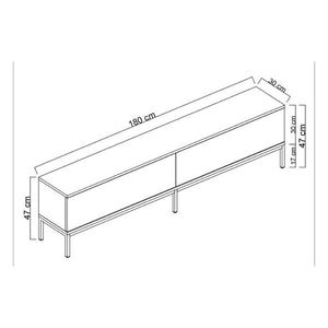 Έπιπλο τηλεόρασης Lord  χρώμα μαύρο - χρυσό 180x30x47εκ.