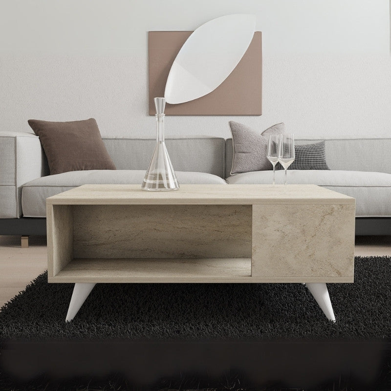 Τραπεζάκι σαλονιού Yuka  χρώμα travertine 90x60x39,5εκ. - Pakobazaar