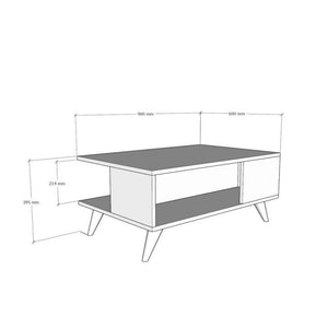 Τραπεζάκι σαλονιού Yuka  χρώμα travertine 90x60x39,5εκ. - Pakobazaar