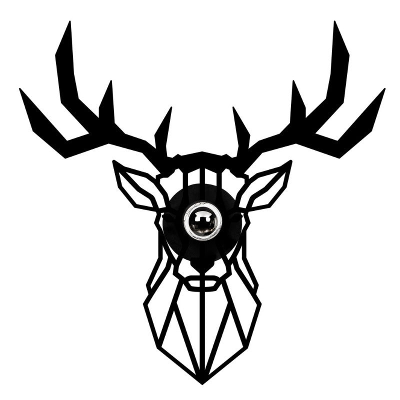 Απλίκα τοίχου Deer  E27 MDF χρώμα μαύρο 55x12x55εκ.