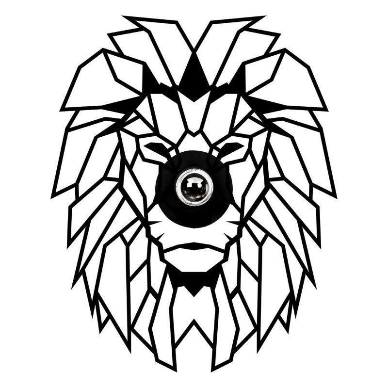 Απλίκα τοίχου Lion  E27 MDF χρώμα μαύρο 39x12x49εκ.