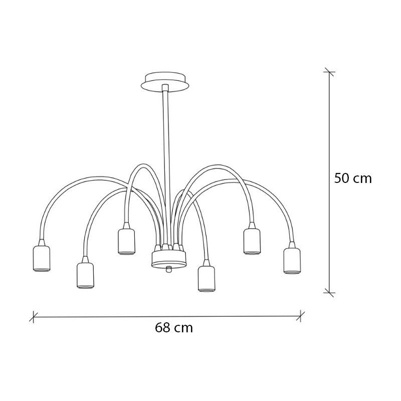 Φωτιστικό οροφής Samba  E27 μεταλλικό εξάφωτο χρώμα μαύρο Ø68x50εκ.
