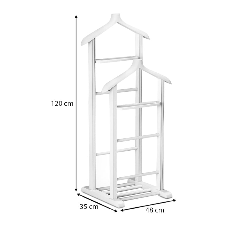 Επιδαπέδια κρεμάστρα Beta II  ξύλινη χρώμα λευκό 48x35x120εκ. - Pakobazaar
