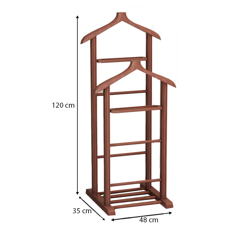 Επιδαπέδια κρεμάστρα Beta II  ξύλινη χρώμα καρυδί 48x35x120εκ. - Pakobazaar