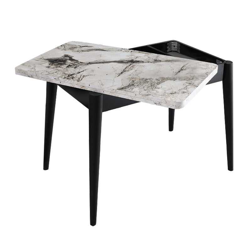 Τραπέζι Dolunay  επεκτεινόμενο χρώμα λευκό εφέ μαρμάρου - μαύρο 100x60(120x100)x79,5εκ.