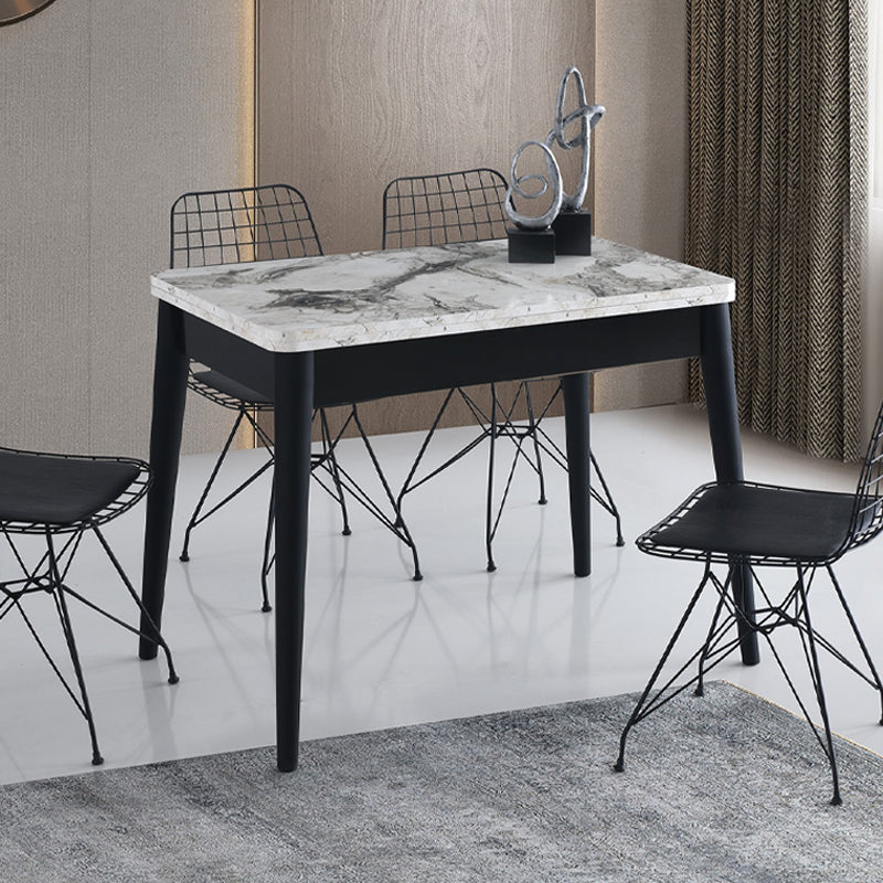 Τραπέζι Dolunay  επεκτεινόμενο χρώμα λευκό εφέ μαρμάρου - μαύρο 100x60(120x100)x79,5εκ.