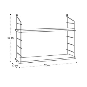 Ραφιέρα τοίχου Armoni  χρώμα sacramento oak - καφέ μέταλλο 72x20x58εκ.
