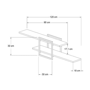 Ραφιέρα τοίχου Mone  χρώμα λευκό - μαύρο 120x18x30εκ.