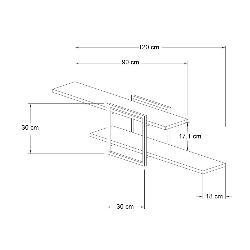 Ραφιέρα τοίχου Mone  χρώμα λευκό - μαύρο 120x18x30εκ.