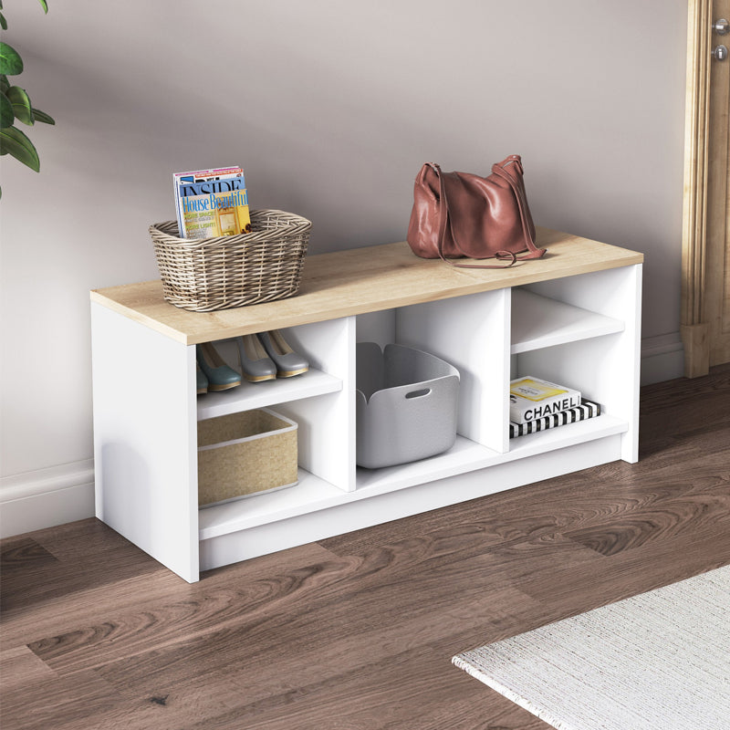 Παπουτσοθήκη London  χρώμα λευκό - sapphire oak 100x35x40εκ.