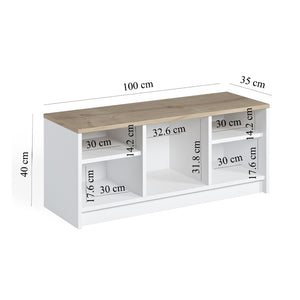 Παπουτσοθήκη London  χρώμα λευκό - sapphire oak 100x35x40εκ.