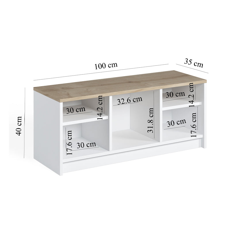Παπουτσοθήκη London  χρώμα λευκό - sapphire oak 100x35x40εκ.