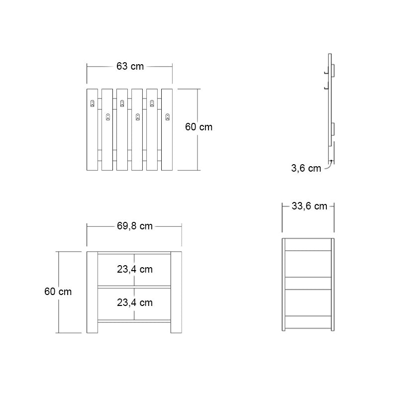 Έπιπλο εισόδου Friends  χρώμα καρυδί 69,8x33,6x60εκ.