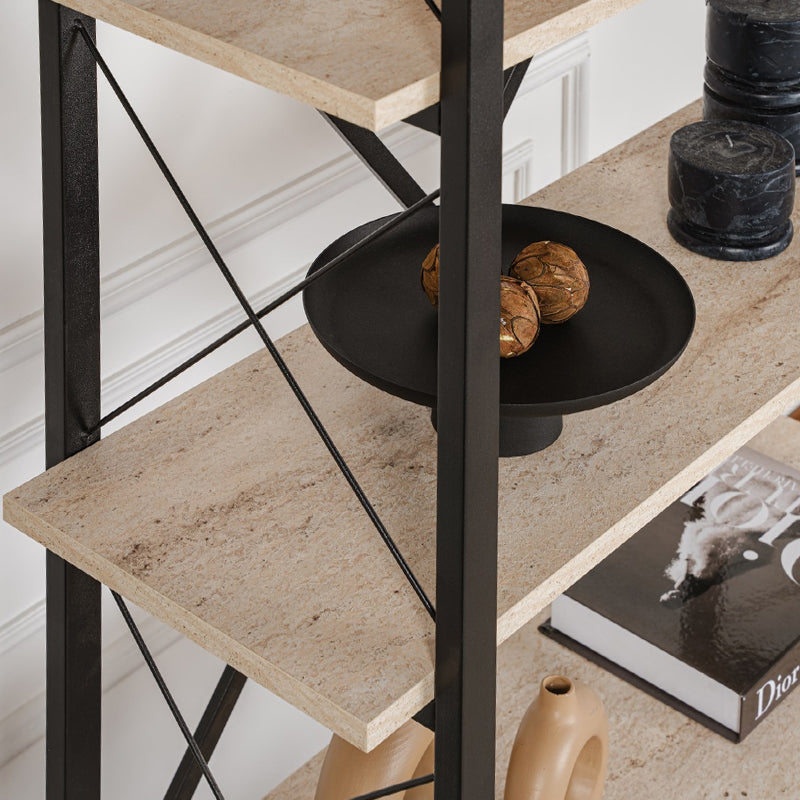 Βιβλιοθήκη Elysian  χρώμα travertine - μαύρο 90x33,5x180εκ.