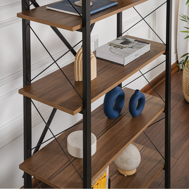 Βιβλιοθήκη Elysian  χρώμα καρυδί - μαύρο 90x33,5x180εκ.