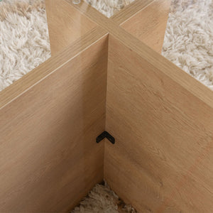 Τραπεζάκι σαλονιού Vetrino  γυάλινο χρώμα honey oak 105x65x40εκ.