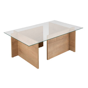 Τραπεζάκι σαλονιού Vetrino  γυάλινο χρώμα honey oak 105x65x40εκ.