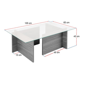 Τραπεζάκι σαλονιού Vetrino  γυάλινο χρώμα travertine 105x65x40εκ.