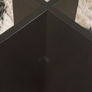 Τραπεζάκι σαλονιού Vetrino  γυάλινο χρώμα black wood 105x65x40εκ.