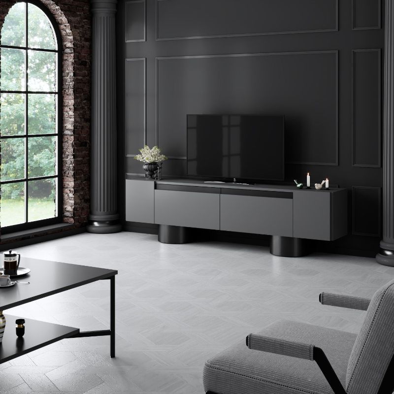 Έπιπλο τηλεόρασης Haven  χρώμα ανθρακί 180x30x50εκ. - Pakobazaar