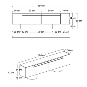 Έπιπλο τηλεόρασης Haven  χρώμα ανθρακί 180x30x50εκ. - Pakobazaar