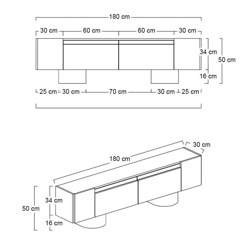 Έπιπλο τηλεόρασης Haven  χρώμα ανθρακί 180x30x50εκ. - Pakobazaar