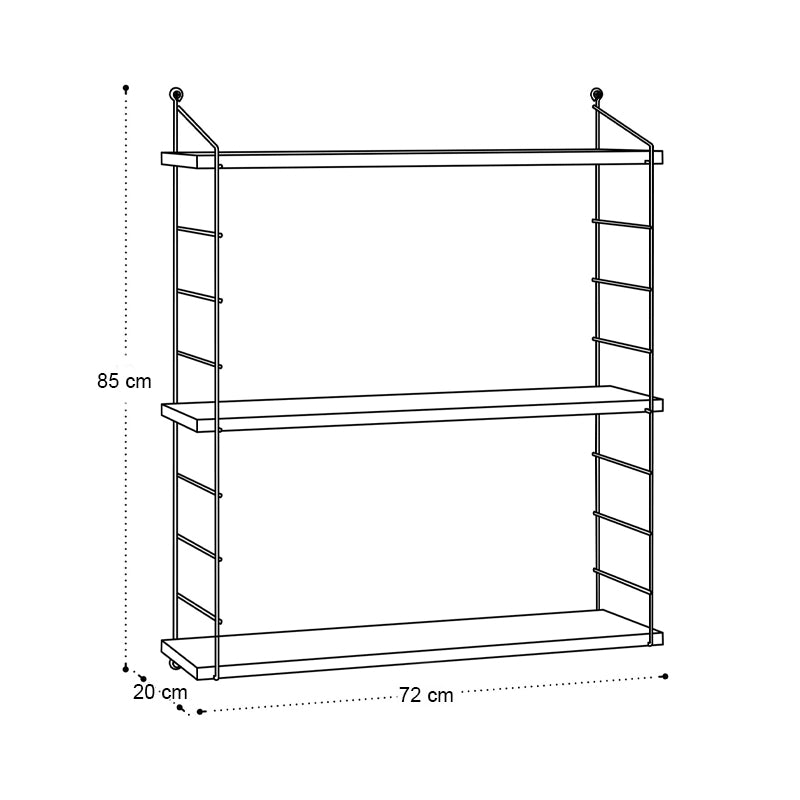Ραφιέρα τοίχου Armoni  χρώμα sapphire oak - καφέ μέταλλο 72x20x85εκ.