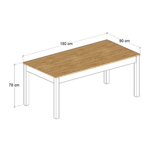 Τραπέζι Fira  χρώμα λευκό - φυσικό οξιάς 180x90x78εκ. - Pakobazaar