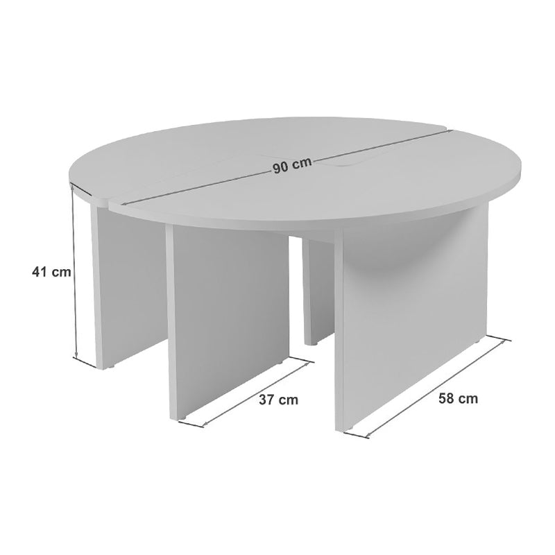 Τραπεζάκι σαλονιού σετ 2 τμχ Moira  χρώμα καρυδί Ø90x41εκ.