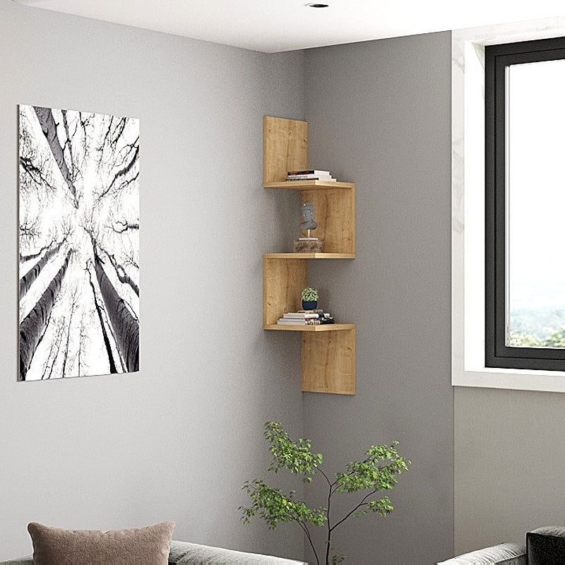Ραφιέρα τοίχου γωνιακή Zikzak  χρώμα sapphire oak 25x25x105,4εκ.