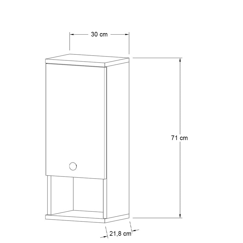 Ντουλάπι μπάνιου επιτοίχιο Mis  χρώμα καρυδί 30x21,8x71εκ.