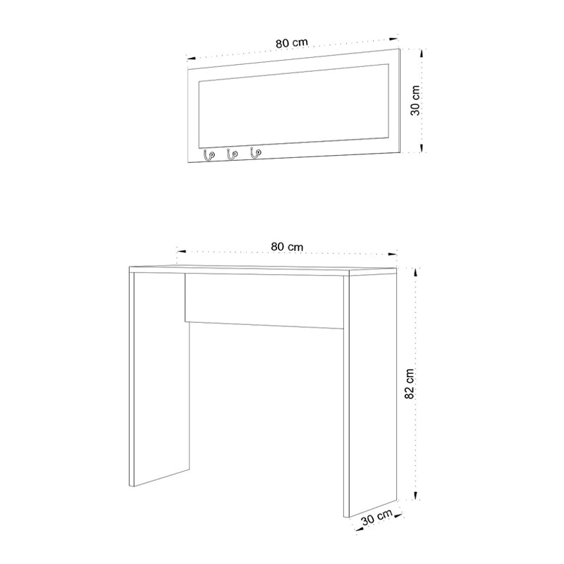 Κονσόλα με καθρέπτη Cosenza  χρώμα oak 80x30x82εκ.