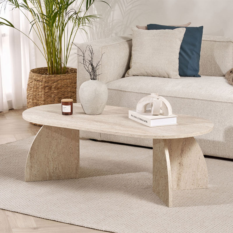 Τραπεζάκι σαλονιού Melina  χρώμα travertine 120x60x40εκ.