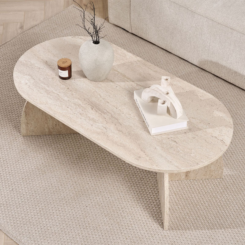 Τραπεζάκι σαλονιού Melina  χρώμα travertine 120x60x40εκ.
